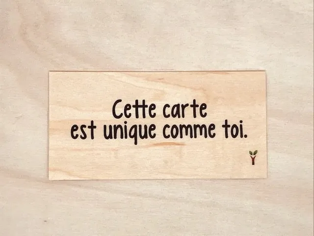 hylarion-cartes-cette-carte-est-unique-comme-toi-carte-bois-10x5-cm image 1