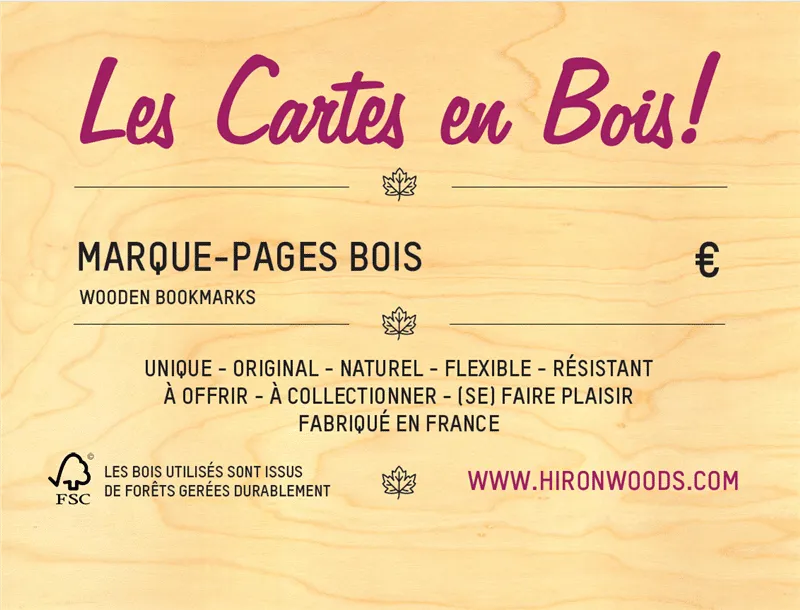 hironwoods-fronton-bois-marque-pages-pr-sentoir-fran-ais image 1