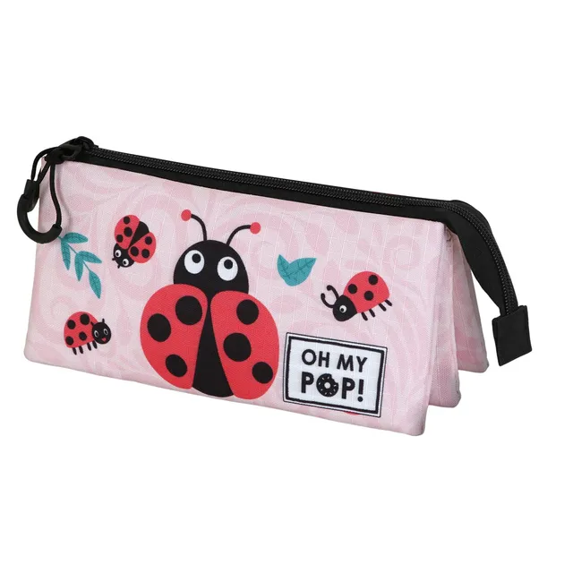 oh-my-pop-ladybug-trousse-triple-rose-23-cm image 1