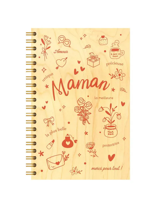 hironwoods-maman-carnet-couverture-bois-146x94mm-cadeau image 1
