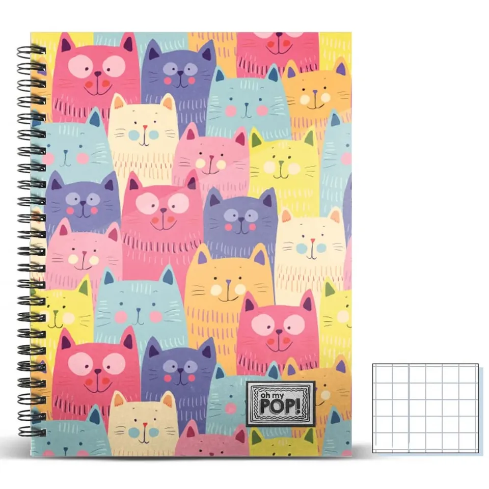 oh-my-pop-cats-a4-cahier-quadrill-spirale-120-feuilles image 1