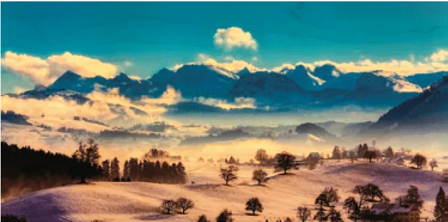 hironwoods-paysage-neige-bleu-rose-carte-bois-panoramique image 1