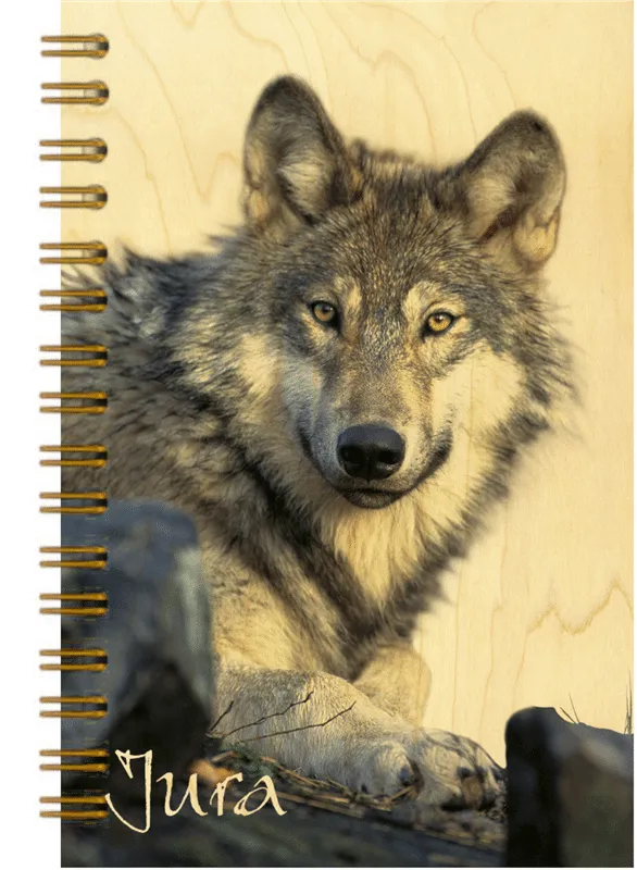 hironwoods-loup-jura-carnet-bois-146x94mm-animaux image 1