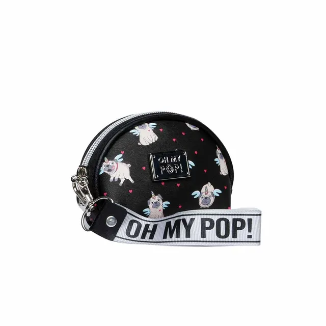 oh-my-pop-pug-ovale-porte-monnaie-noir-zipp image 1