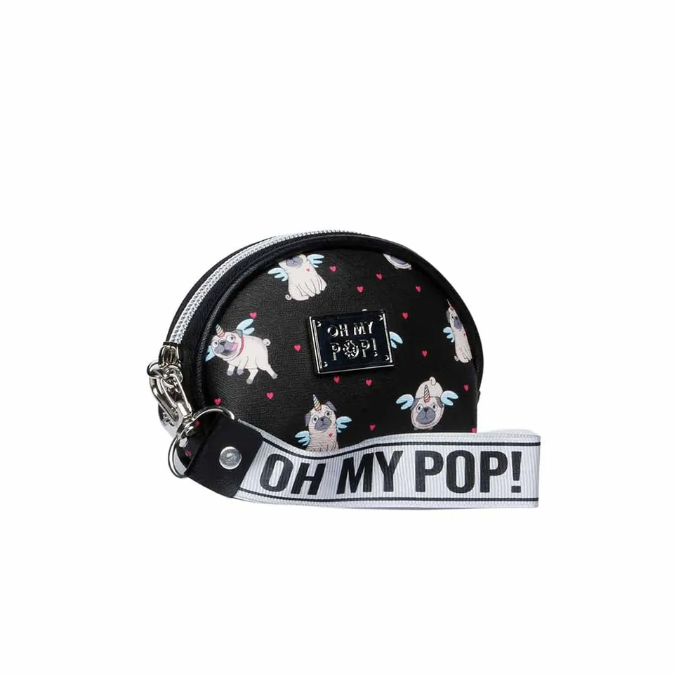 oh-my-pop-pug-ovale-porte-monnaie-noir-zipp image 1