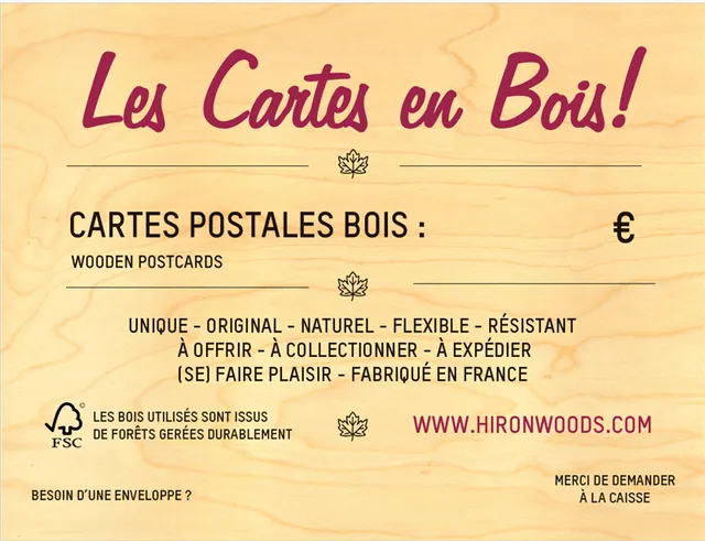 hironwoods-fronton-bois-pr-sentoir-cartes-postales-fran-ais image 1