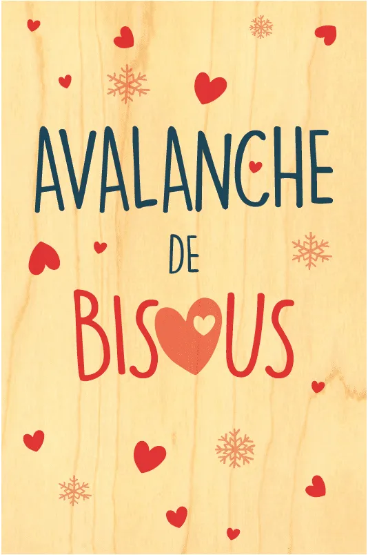 hironwoods-avalanche-de-bisous-carte-postale-bois-100x150mm image 1