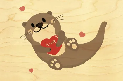 hironwoods-amour-maman-loutre-carte-postale-bois-saint-valentin image 1