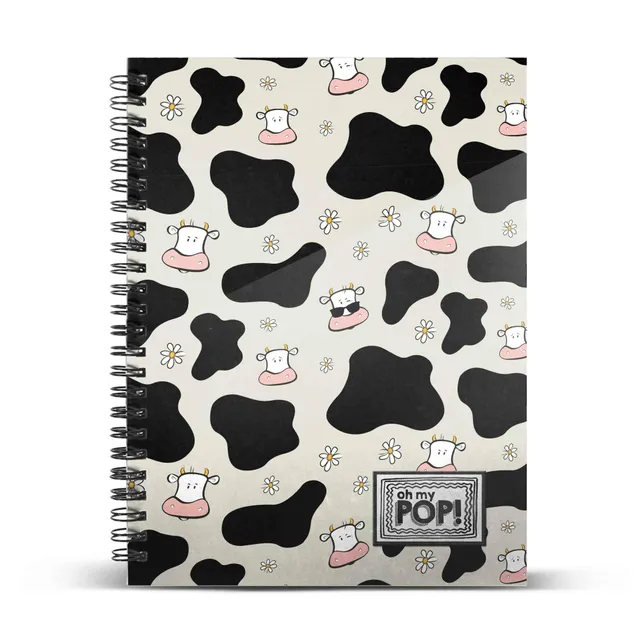 oh-my-pop-cow-cahier-a5-quadrill-beige-120-feuilles image 1