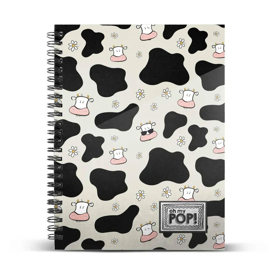 oh-my-pop-cow-cahier-a5-quadrill-beige-120-feuilles image 1