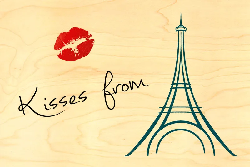 hironwoods-cartes-postales-en-bois-carte-kisses-from-paris image 1