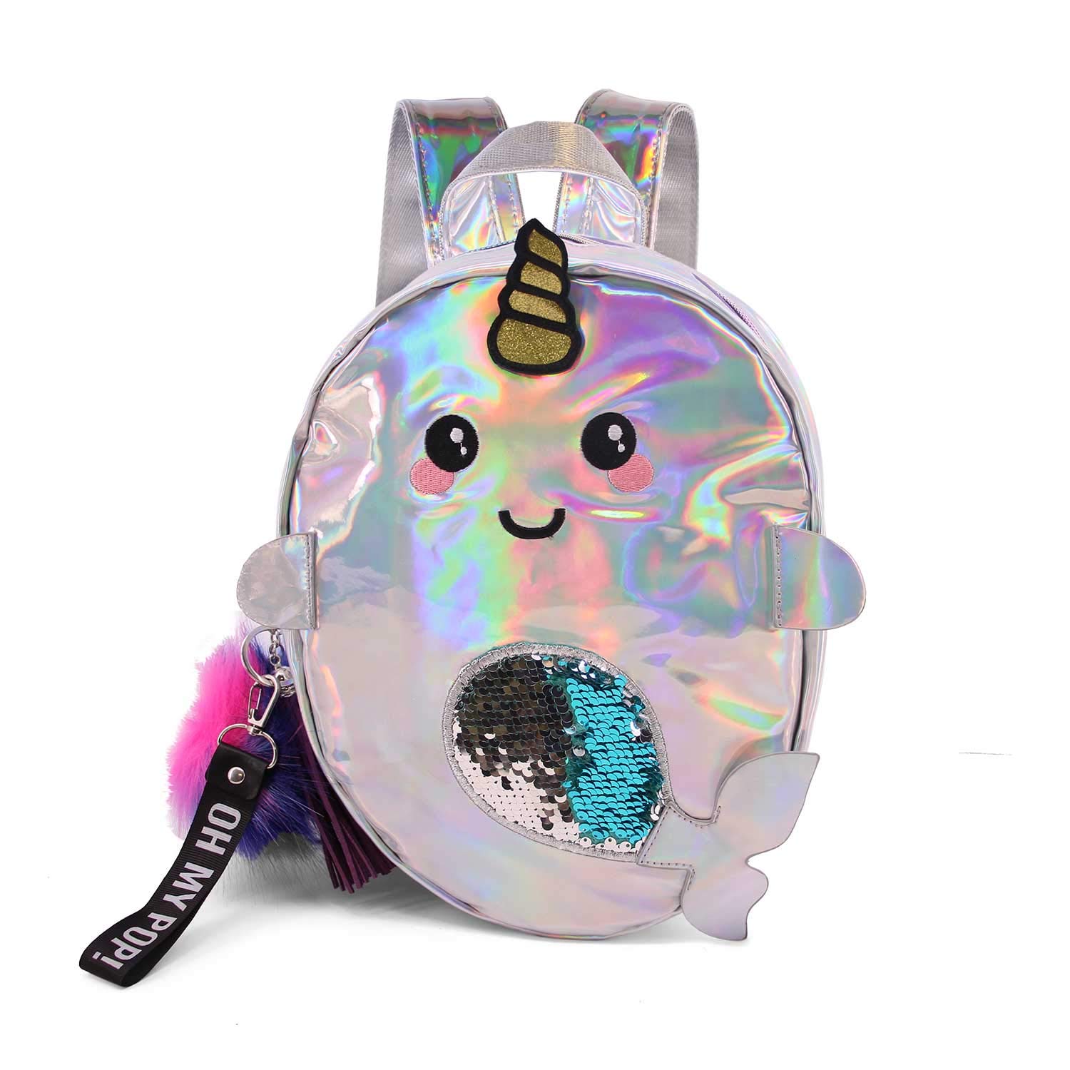 oh-my-pop-backpacks-narval-sac-dos-petit-argent image 2