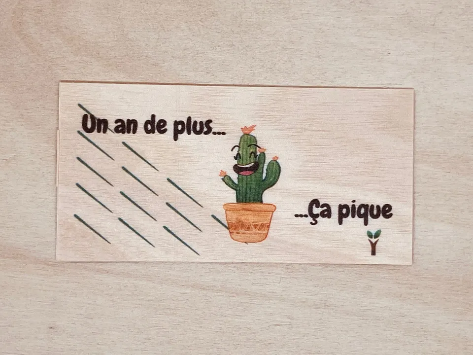 hylarion-cartes-un-an-de-plus-a-pique-carte-en-bois-humour image 1