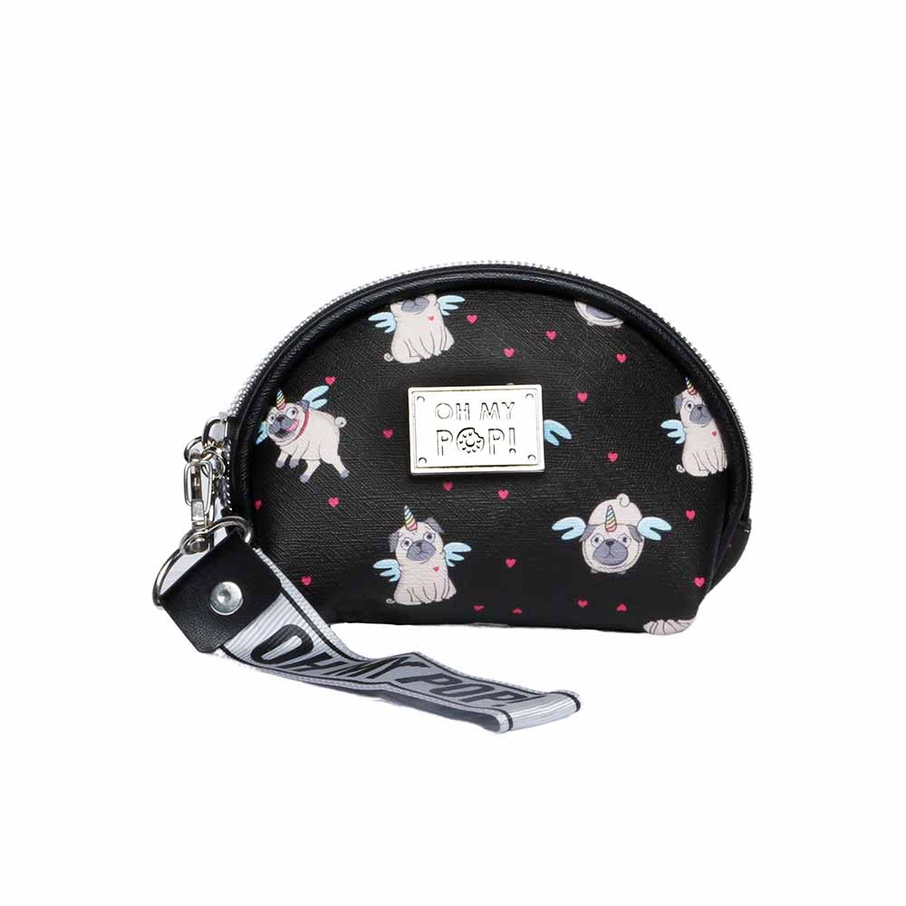 oh-my-pop-pug-ovale-porte-monnaie-noir-zipp image 2
