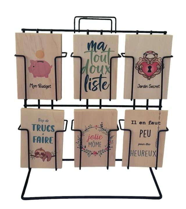 hironwoods-pr-sentoir-6-cases-pr-sentoir-bois-carnets image 1