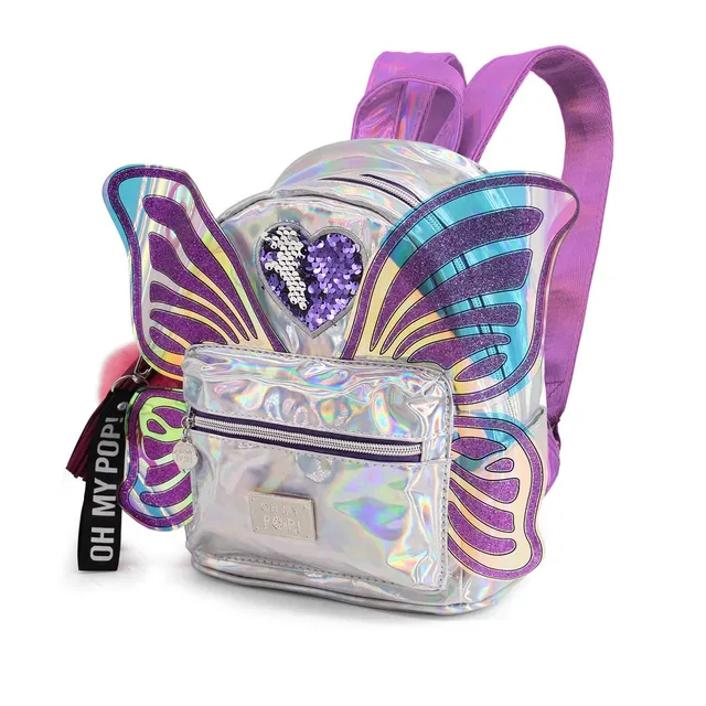 oh-my-pop-ailes-sac-dos-fashion-petit-argent-zipp image 1