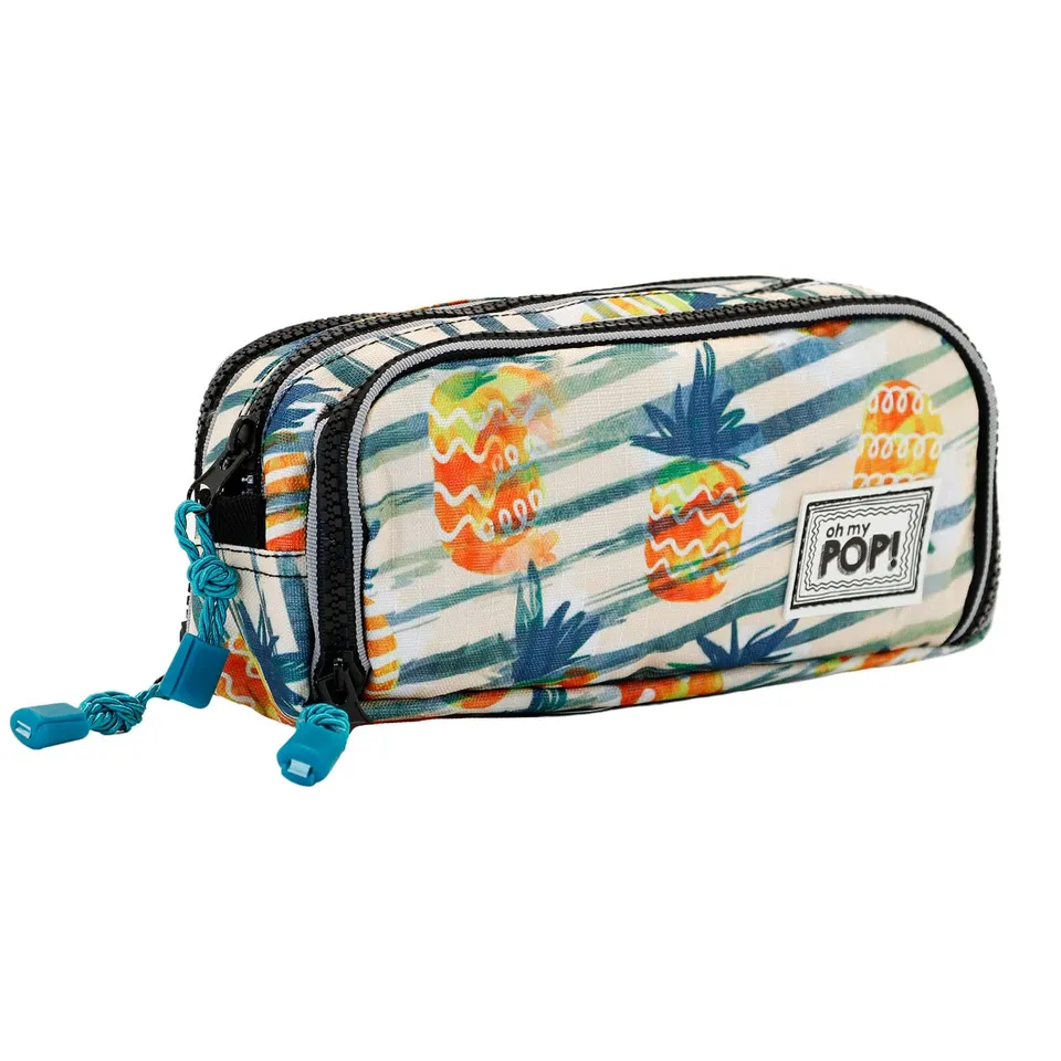 oh-my-pop-ananas-trousse-scolaire-jaune-3-zips image 1