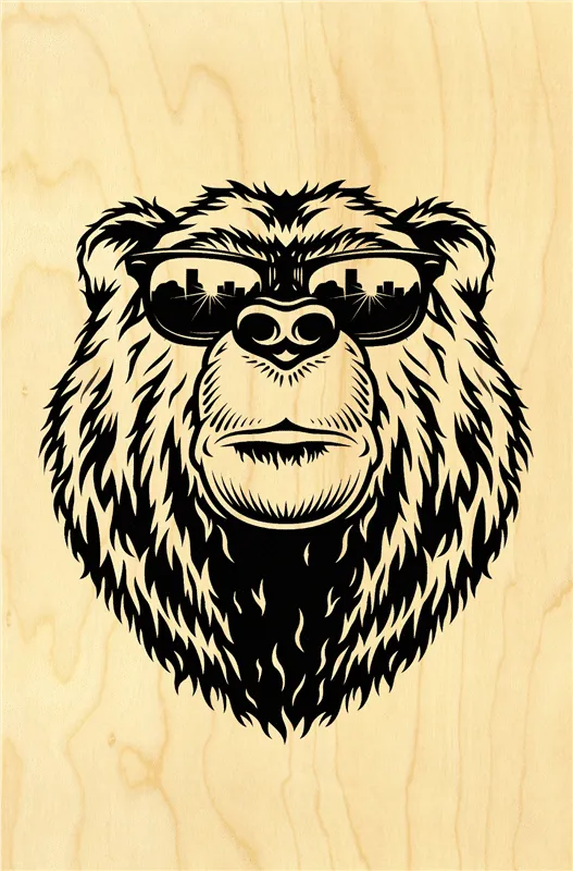 hironwoods-ours-lunettes-carte-postale-bois-100x150mm-animaux image 1