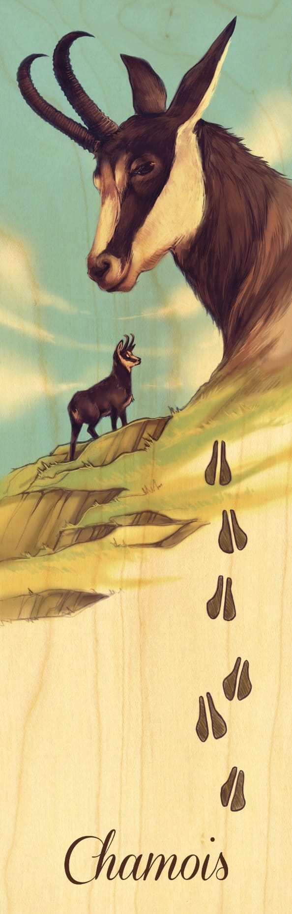 hironwoods-marque-pages-chamois-traces-marque-page-bois-animaux image 1