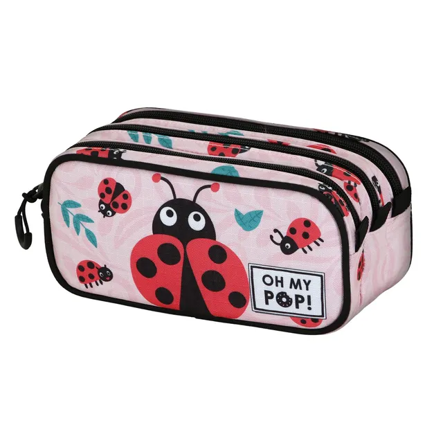 oh-my-pop-ladybug-trousse-trick-3-compartiments-rose image 1