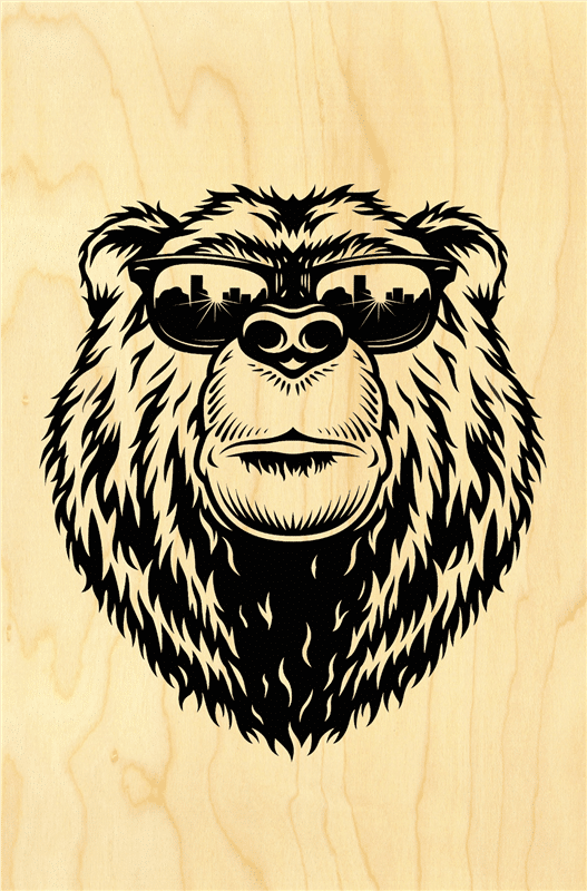 hironwoods-ours-lunettes-carte-postale-bois-100x150mm-animaux image 1