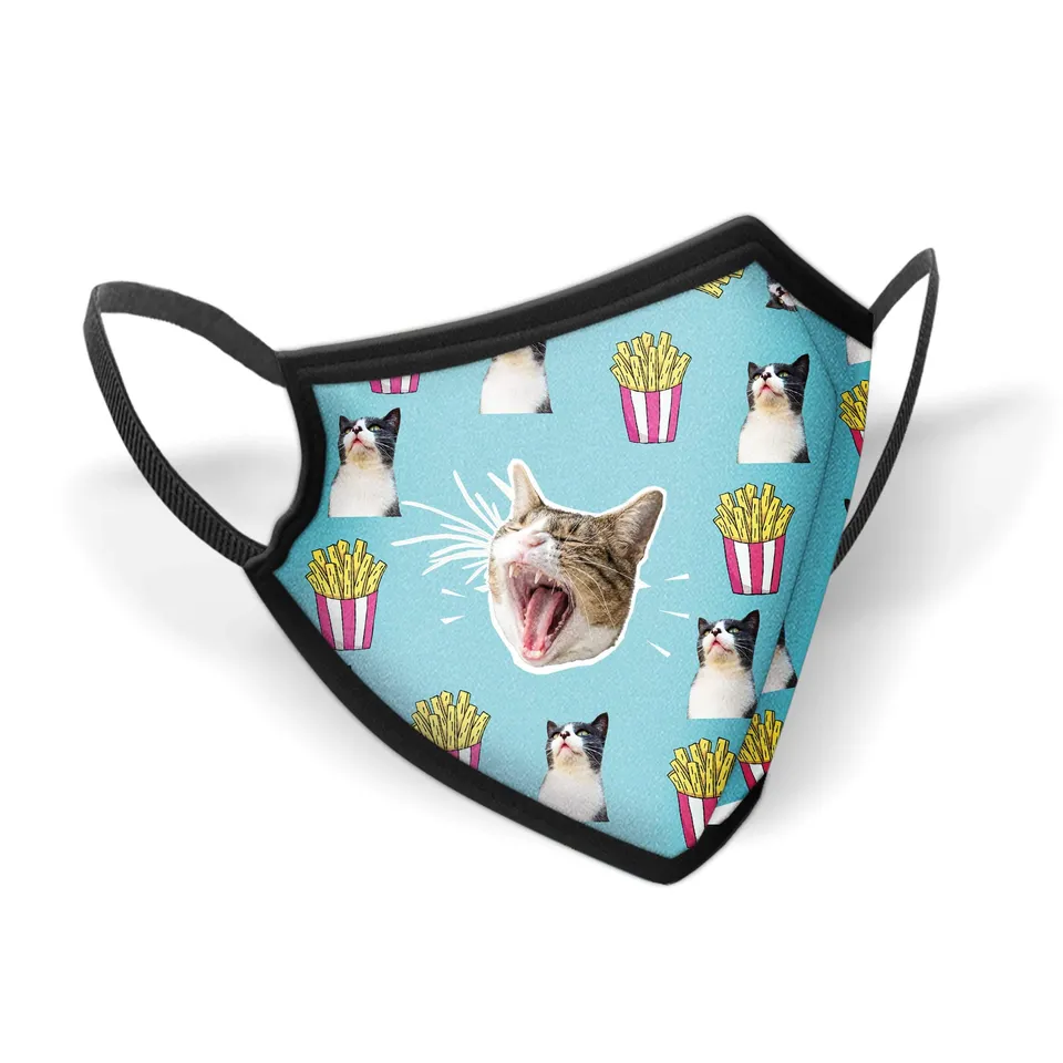 oh-my-pop-angry-cat-masque-tissu-turquoise-lavable image 1