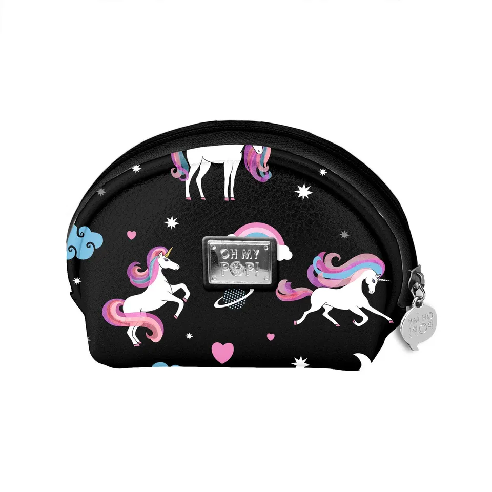 oh-my-pop-licorne-porte-monnaie-ovale-noir-zipp image 1