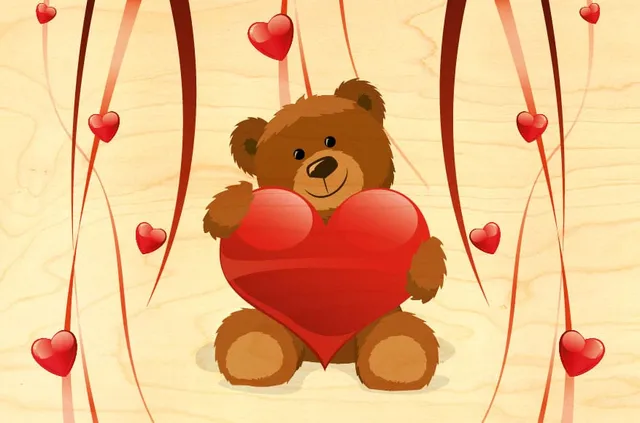 hironwoods-nounours-c-ur-carte-postale-bois-100x150mm-amour image 1