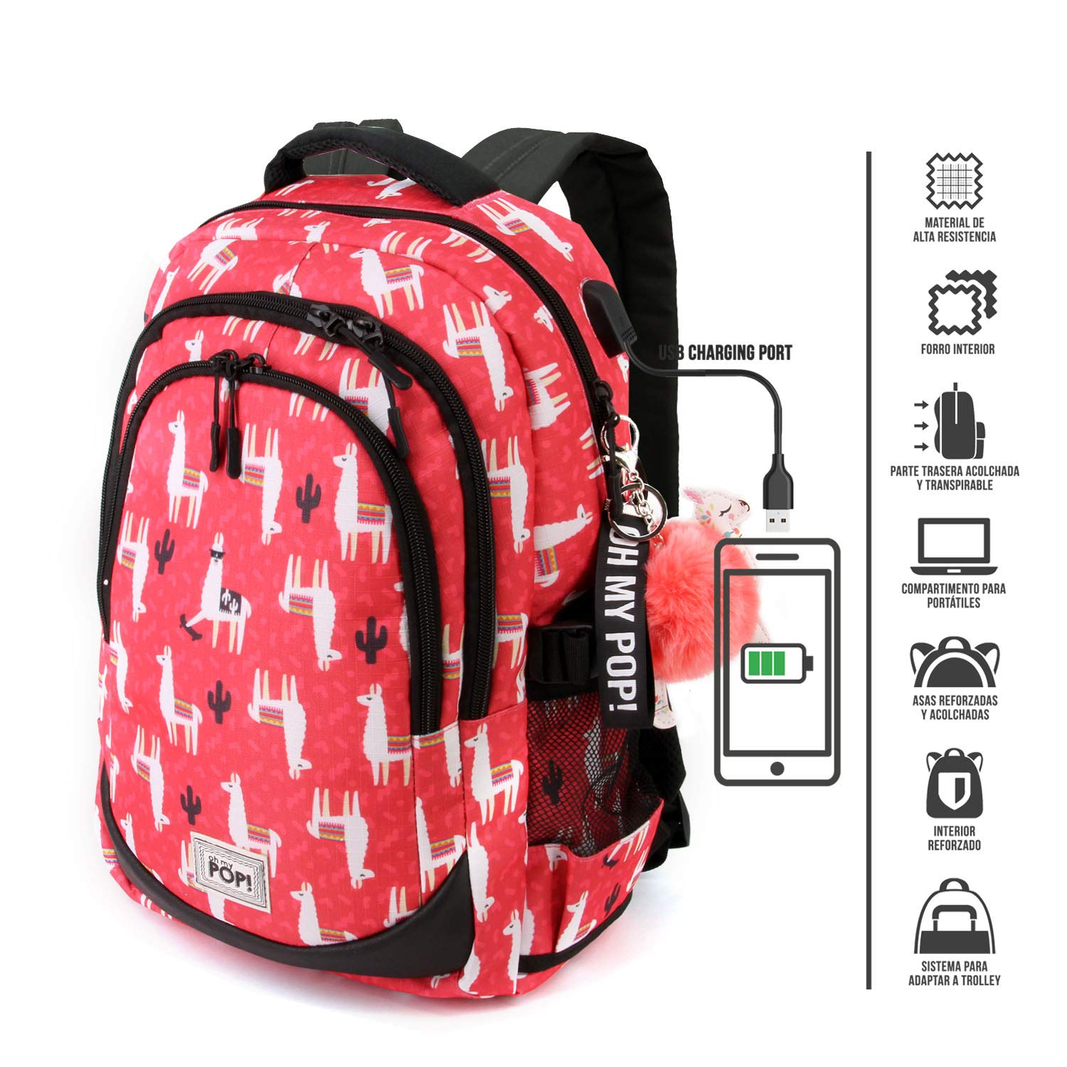 oh-my-pop-cuzco-sac-dos-44cm-21l-multicolore-usb image 4