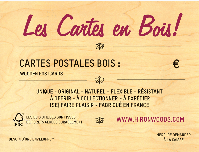 hironwoods-fronton-bois-pr-sentoir-cartes-postales-fran-ais image 1