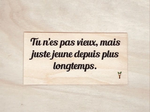 hylarion-cartes-t-es-pas-vieux-carte-bois-10x5-cm-humour image 1