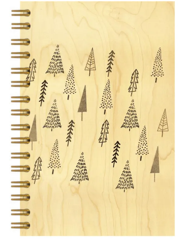 hironwoods-petits-sapins-carnet-couverture-bois-146x94mm image 1
