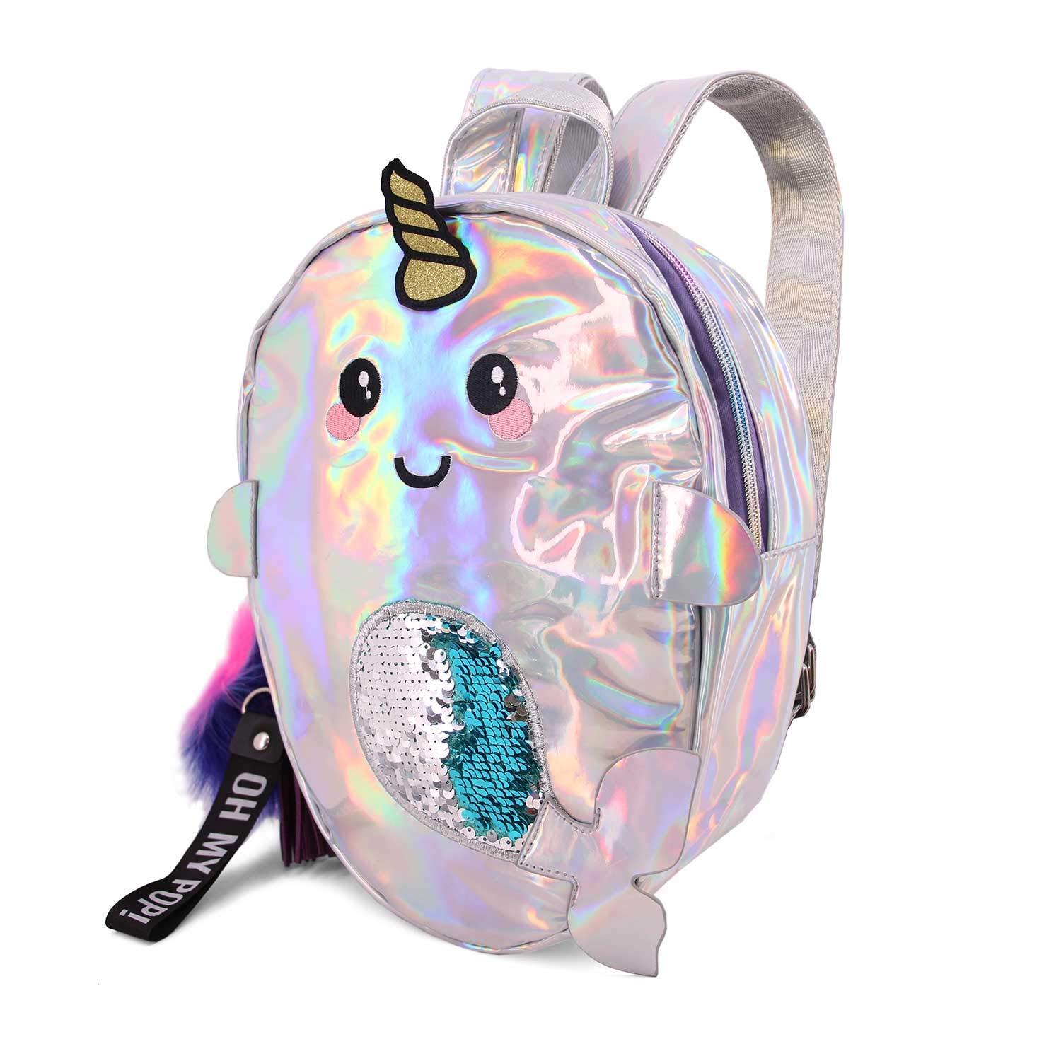 oh-my-pop-backpacks-narval-sac-dos-petit-argent image 1