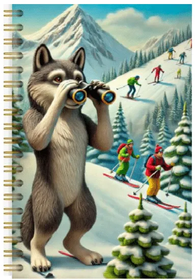 hironwoods-loup-jumelles-carnet-couverture-bois-146x94mm image 1