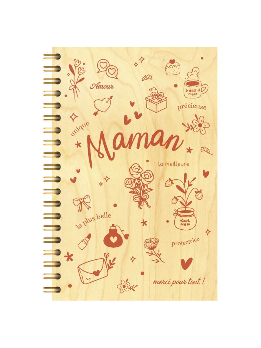 hironwoods-maman-carnet-couverture-bois-146x94mm-cadeau image 1
