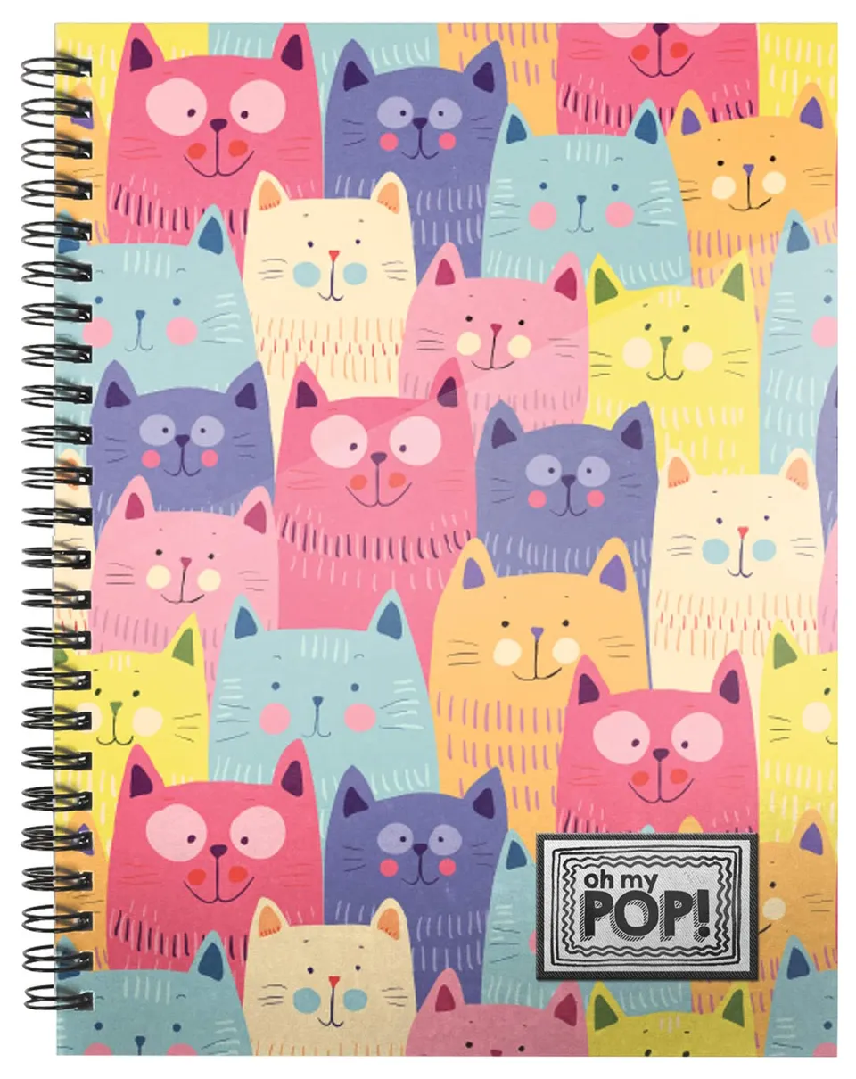 oh-my-pop-cats-cahier-a5-quadrill-multicolore-spirale image 1
