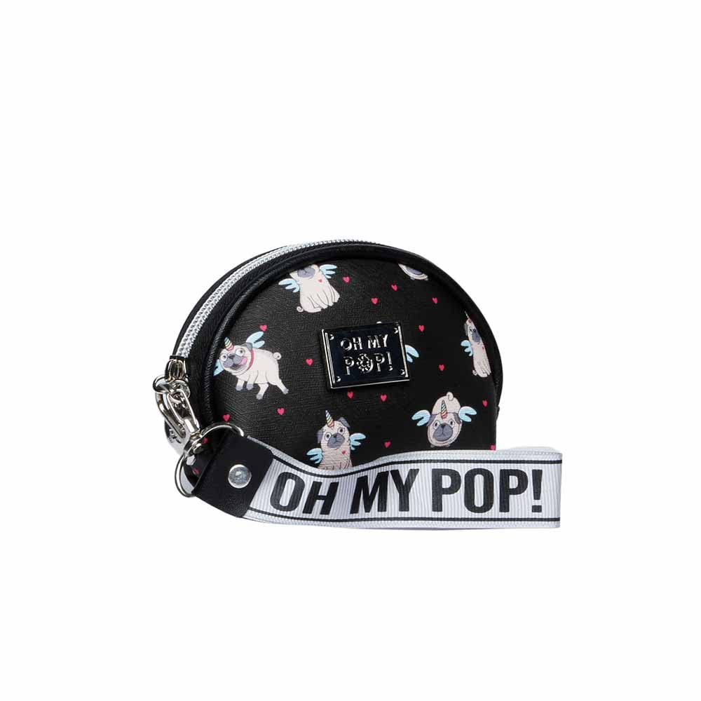 oh-my-pop-pug-ovale-porte-monnaie-noir-zipp image 1